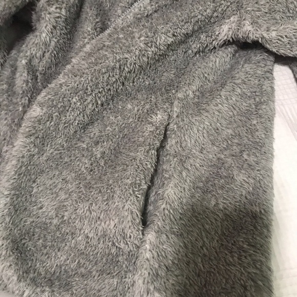 Grey Fuzzy Zipper up Sweater - Picture 9 of 9